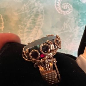 Garnet and 14 karat gold filled wire wrapped ring size 6
